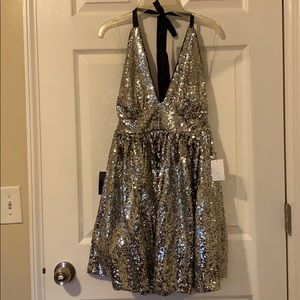 Charlotte Russe silver sequin mini dress size s